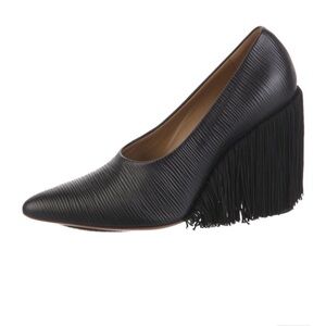 3.1 Phillip Lim Black Textured Fringe Heels